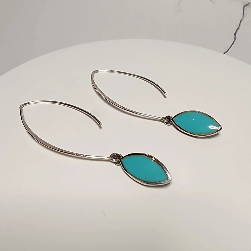 925 Silver Drop Earrings with Turquoise colored stone